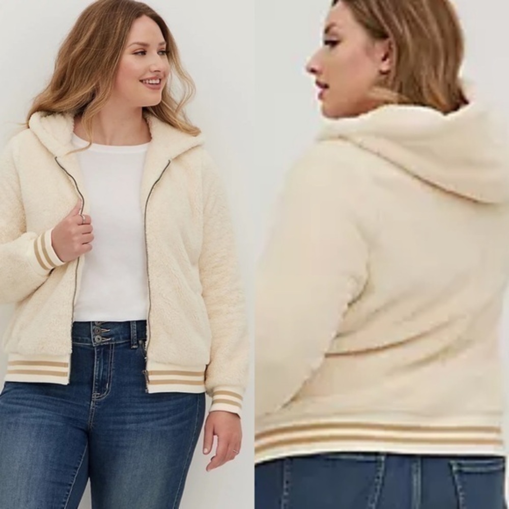NWOT torrid size 1 faux fur ivory bomber jacket
